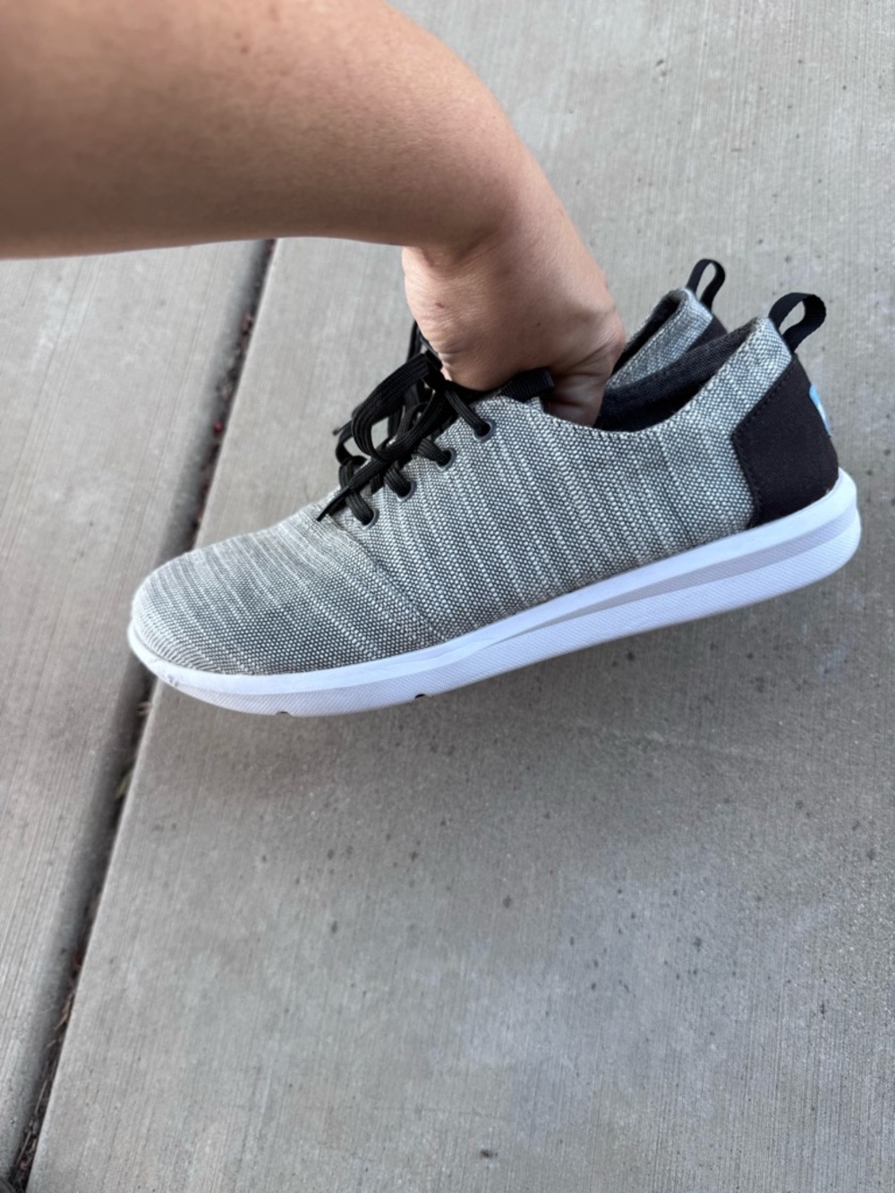 Toms Men's Light Grey Woven Del Rey Sneakers Size 9, Casual Lightweight Sporty - Picture 2 of 6